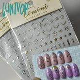 Lunivop Gold Silver Stars Moon 3D Self Adhesive Nail Art Stickers Vintage Bohemian Style Totems