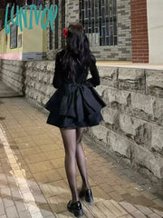 Lunivop Gothic Black Dress Women Casual Y2K Mini Even Party Elegant Vintage Clothing Harajuku