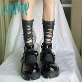 Lunivop Gothic Ripped Mid Tube Socks Hand Cut Pile Knitted Y2K Hot Girlwomen Punk Harajuku Clothing