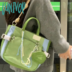 Lunivop Green Womens Shoulder Bag Nylon Large Capacity Casual Student Tote Jk Cute Aesthetic