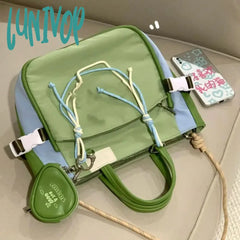 Lunivop Green Womens Shoulder Bag Nylon Large Capacity Casual Student Tote Jk Cute Aesthetic