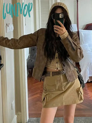 Lunivop Grunge Thin Hollow Out Vintage Sexy Cardigan Coats 2024 Hooded All Match Knitted Sweaters