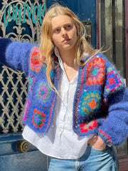 Lunivop Gypsy Lady Knitted Block Pattern Sweater Cardigan Handmade Crochet Women Bohemian Laides