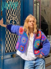 Lunivop Gypsy Lady Knitted Block Pattern Sweater Cardigan Handmade Crochet Women Bohemian Laides