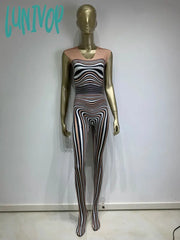 Lunivop Halloween Women Long Sleeve Zebra Ruffles Jumpsuit Birthday Party Costume Bar Nightclub