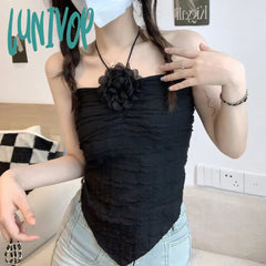 Lunivop Hanging Neck Vest Irregular Lace-Up Women’s Summer Hot Girl With Chest Pad Sling Vacation
