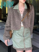 Lunivop Harajuku Contrast Color Crop Casual Jacket Streetwear 3D Butterfly Fluffy Coats Y2K