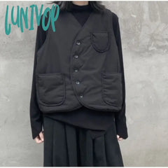 Lunivop Harajuku Fashion Pocket Cotton Vests For Women Autumn New Thicked Warm Tops Y2K Grunge