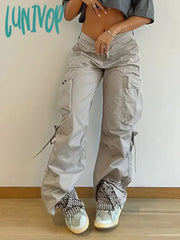 Lunivop Harajuku Solid Drawstring Cargo Pants Female Streetwear Tech Pockets Draped Baggy Trousers