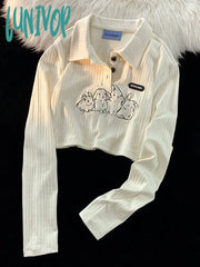 Lunivop Harajuku Streetwear Crop T Shirts Women Y2K Vintage Kawaii Rabbit Printed Tops American