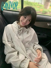 Lunivop Harajuku Windbreakers Jacket Women Oversize Zipper Hooded Summer Track Jackets Outdoor