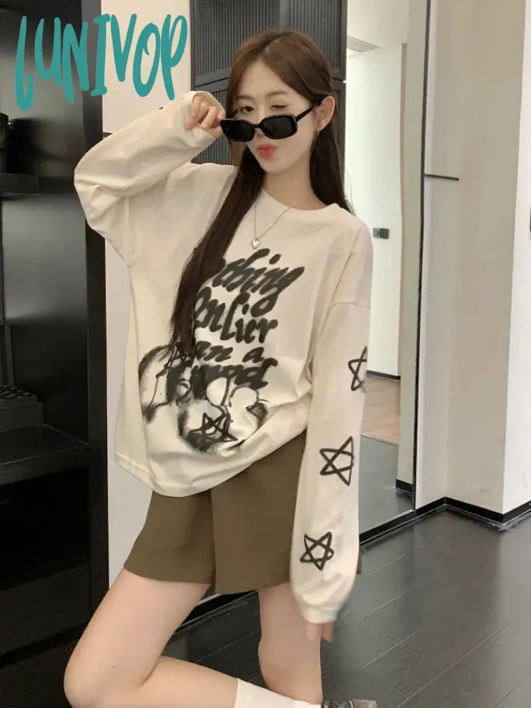Lunivop Harajuku Y2K Graphic T Shirts Women Streetwear 2000S Grunge Vintage Tops Casual Letter