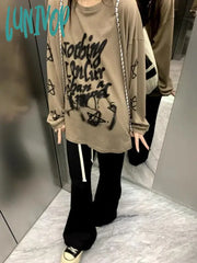 Lunivop Harajuku Y2K Graphic T Shirts Women Streetwear 2000S Grunge Vintage Tops Casual Letter
