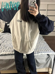 Lunivop Harajuku Zip Up Hoodies Women Korean Fashion Streetwear Hooded Sweatshirts Female Kpop