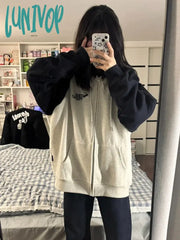 Lunivop Harajuku Zip Up Hoodies Women Korean Fashion Streetwear Hooded Sweatshirts Female Kpop