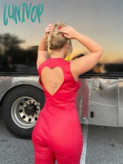 Lunivop Heart Hollow Sleeveless Denim Jumpsuit Women Summer Backless Bodycon Overalls For Woman
