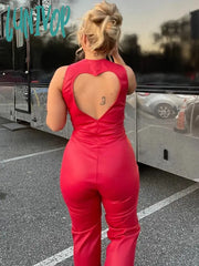 Lunivop Heart Hollow Sleeveless Denim Jumpsuit Women Summer Backless Bodycon Overalls For Woman