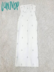Lunivop High Quality Fashion Women Elegant Luxury Bodycon White Sexy Strapless Backless Crystal