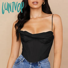 Lunivop High Quality Summer Corset Top Y2K Women Lined Sexy Bodycon Draped Black White Female