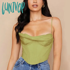 Lunivop High Quality Summer Corset Top Y2K Women Lined Sexy Bodycon Draped Black White Female