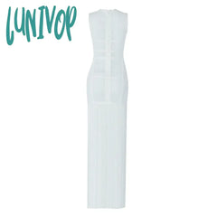 Lunivop High Quality White Sleeveless Tassel Hollow Club Out Bodycon Rayon Bandage Dress Evening