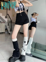 Lunivop High Waist Black Women’s Denim Super Shorts Summer New Young Girl Slim Fit Thin Mini
