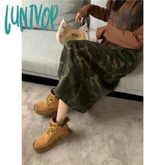 Lunivop High-Waisted Camouflage Skirt Women’s Spring Summer New Street Style Slits Show Thin Big