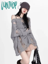 Lunivop Hip Hop Hole Sweater Women Streetwear Hollow Out Y2K Jumpers American Retro Long Sleeve