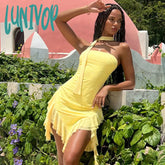 hipster dress to impress INS Fashion Sexy Tube Top Dress Summer New Street Hipster Backless Waist-Tight Skirt for Women