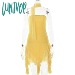 hipster dress to impress INS Fashion Sexy Tube Top Dress Summer New Street Hipster Backless Waist-Tight Skirt for Women