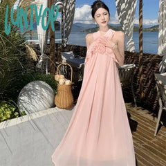 Lunivop Holiday Style Sling Backless Party Dress For Women Chiffon Lavender Vacation Summer Fairy