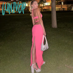 Lunivop Hollow Out Halter Neck Backless Midi Bodycon Dress Summer Women Sleeveless Off Shoulder