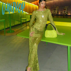 Lunivop Hollow Out Knitted Open Back Maxi Dresses Party Club Rave Festival Outfits Women Elegant