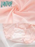 Lunivop Ice Silk Lace Sweet Girly Underwear Pack Hip Cotton Crotch Women’s Mid-Waist Briefs