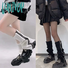 Lunivop Japanese Jk Leg Warmers Boots Socks Zipper Thigh Punk Winter Boot Cuffs Warmer Lolita Knit
