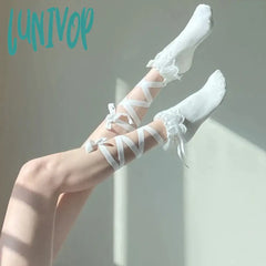 Lunivop Japanese Lace Cross Straps Tie Leg Socks Jk Women Cotton Sexy Stockings Thin Women’s