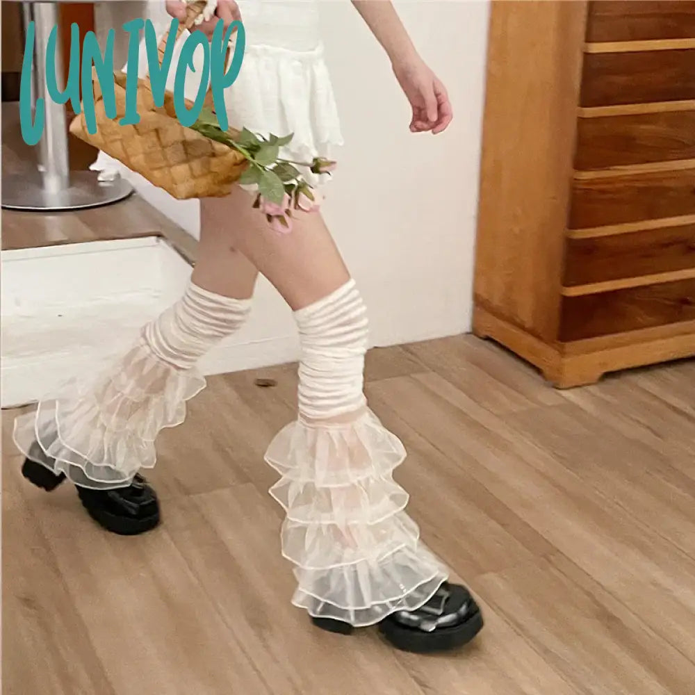 Lunivop Japanese Sexy Women Over The Knee Leg Cover Lace Ruffles Socks Party Y2K Punk Harajuku