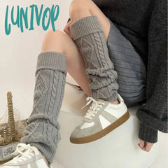 Lunivop Japanese Women Knitted Leg Warmers Vintage Winter Warm Thickened Calf Socks Cashmere Y2K