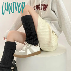 Lunivop Japanese Women Knitted Leg Warmers Vintage Winter Warm Thickened Calf Socks Cashmere Y2K
