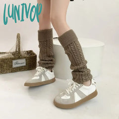 Lunivop Japanese Women Knitted Leg Warmers Vintage Winter Warm Thickened Calf Socks Cashmere Y2K
