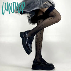 Lunivop Jk Girls Socks Black Goth Cute Fish Net Stockings Pink Y2K Harajuku Lolita Long Knee