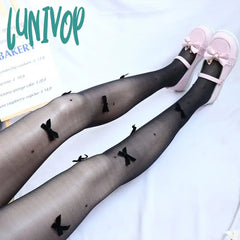 Lunivop Jk Japanese Lolita Sweet Comfortable Nylon Women Bow Tights Female Stockings Ultra-Thin