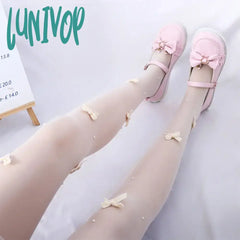 Lunivop Jk Japanese Lolita Sweet Comfortable Nylon Women Bow Tights Female Stockings Ultra-Thin