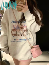 Lunivop Kawaii Cat Print Hoodies Women Sweet Cute Aesthetic Animal Graphic Hooded Pullover Casual