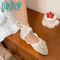 Lunivop Kawaii Jk Lace Strappy Ballet Boat Socks Lolita Diy Ripped Straps Cotton Sweet Bow Tie Sock