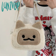 Lunivop Kawaii Plush Crossbody Bag For Women Cat Shape Soft Cute Shoulder New Harajuku Style Fresh