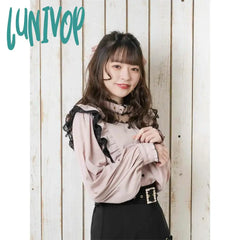 Lunivop Kawaii Women Shirts Lolita Y2K Cute Japanese Style Blouse Elegant Long Sleeve Sweet Tops