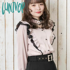 Lunivop Kawaii Women Shirts Lolita Y2K Cute Japanese Style Blouse Elegant Long Sleeve Sweet Tops