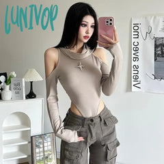Lunivop Khaki High Elastic Tight Sexy Hot Mature Beautiful Confident Youth Girl All-Match Women’s
