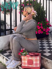 Lunivop Knit Fashion 2 Piece-Set Trousers Hoodie Tracksuit Women Crop Top Knitwear And Women’s